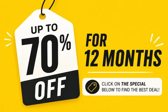 Up to 70% Off sale graphic